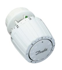 vue de face sur fond blanc du robinet thermostatique avec blule incorporée danfoss 013g2980