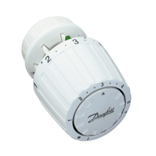 vue de face sur fond blanc du robinet thermostatique avec blule incorporée danfoss 013g2980