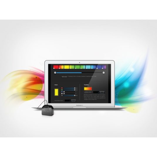 application sur ordinateur avec choix de la couleur du controleur de ruban led fibaro rgbw
