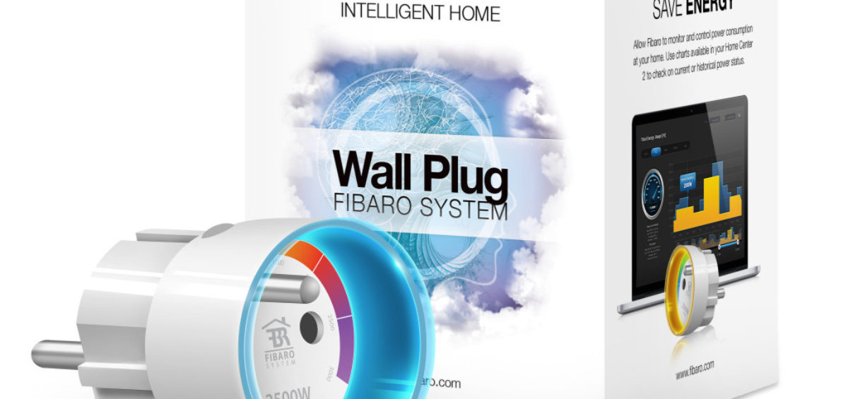 vue de face avec emballage de la prise télécommandée avec compteur de consommation Fibaro wall plug