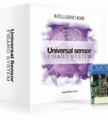 vue de face avec emballage du variateur de lumière universel fibaro binary sensor