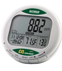 Enregistreur CO2 Extech CO210 avec afficheur du taux de CO2, de l'humidité relative de l’air ainsi que la température ambiante.
